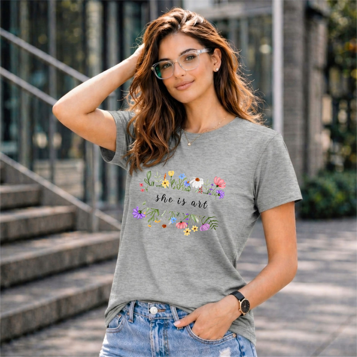 BHOKALS "She is Art" Printed Women Cotton T-Shirt | Round Neck | Super Soft | Regular Fit
