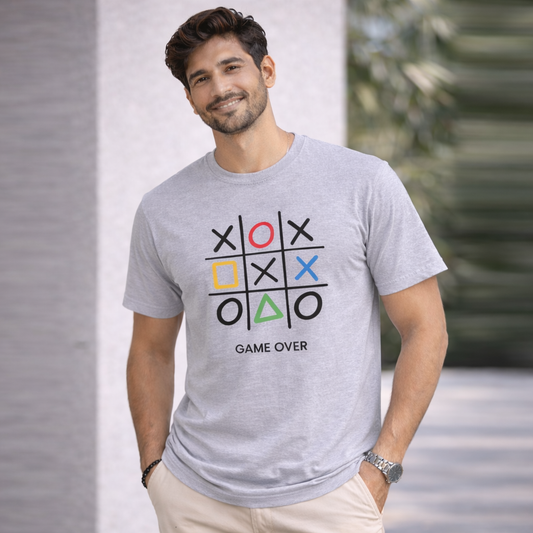 Bhokals "GAME OVER" Printed Round Neck, Cotton, Super Soft T-Shirt