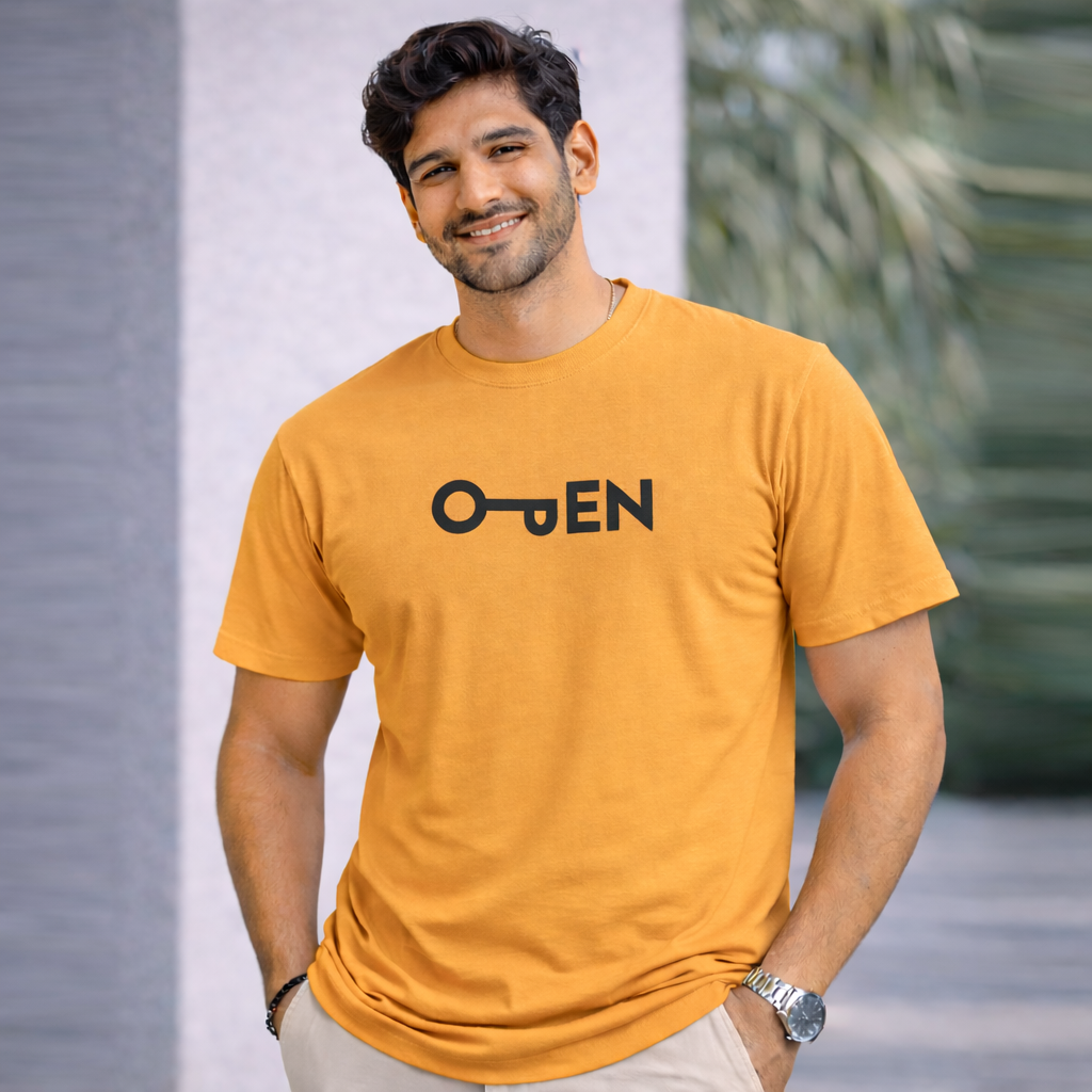 Bhokals "Open" Printed Round Neck, Cotton, Super Soft T-Shirt