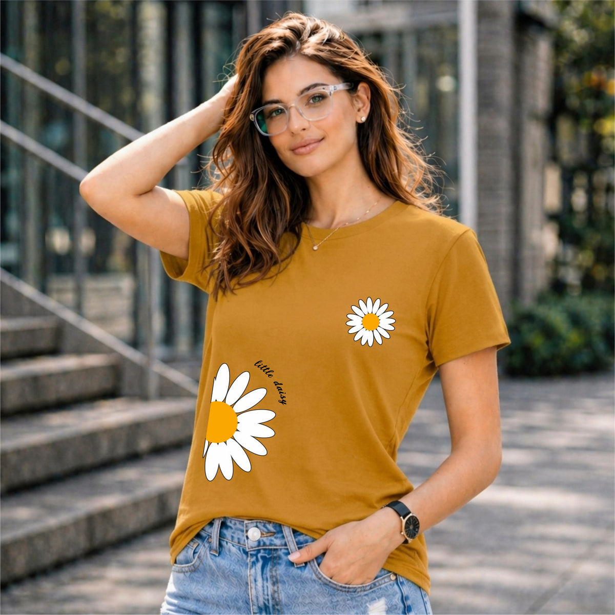 BHOKALS "Sunflower" Printed Women Cotton T-Shirt | Round Neck | Super Soft | Regular Fit