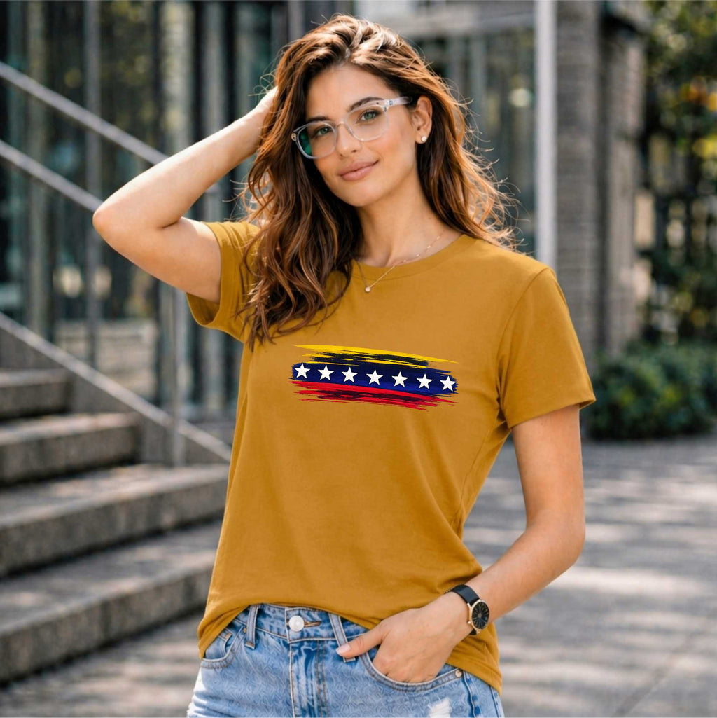 BHOKALS "StarWave" Printed Women Cotton T-Shirt | Round Neck | Super Soft | Regular Fit