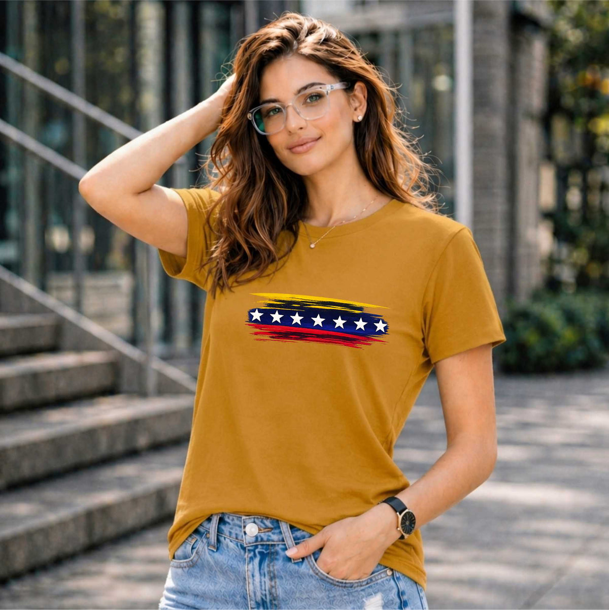 BHOKALS "StarWave" Printed Women Cotton T-Shirt | Round Neck | Super Soft | Regular Fit