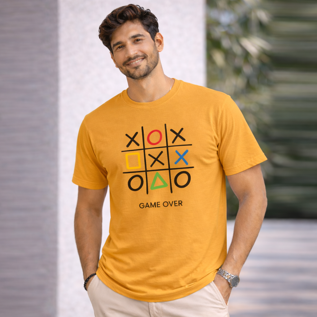Bhokals "GAME OVER" Printed Round Neck, Cotton, Super Soft T-Shirt