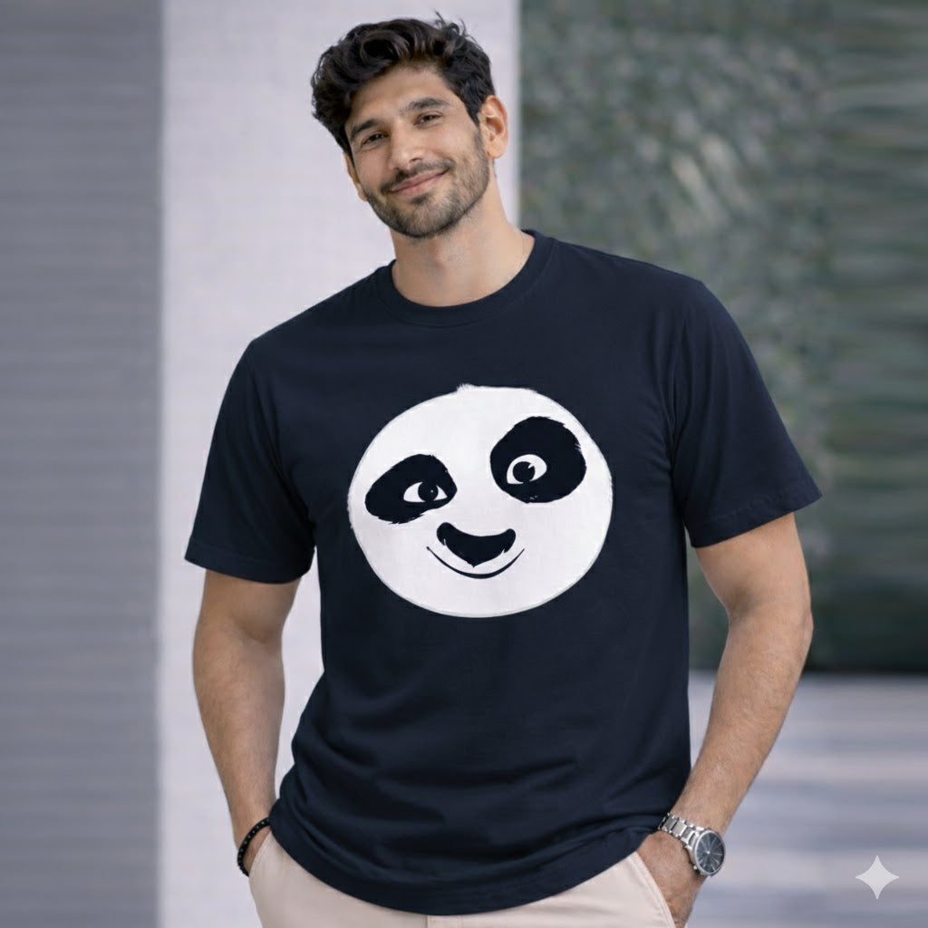 Bhokals " PANDA FACE " Printed, Round Neck, Cotton, Super Soft T-Shirt