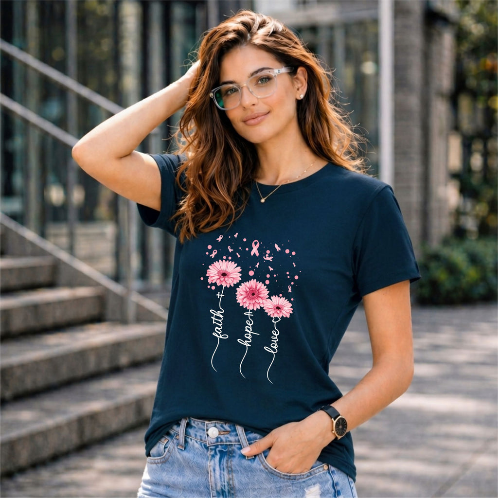 BHOKALS "Faith, Hope, Love" Printed Women Cotton T-Shirt | Round Neck | Super Soft | Regular Fit