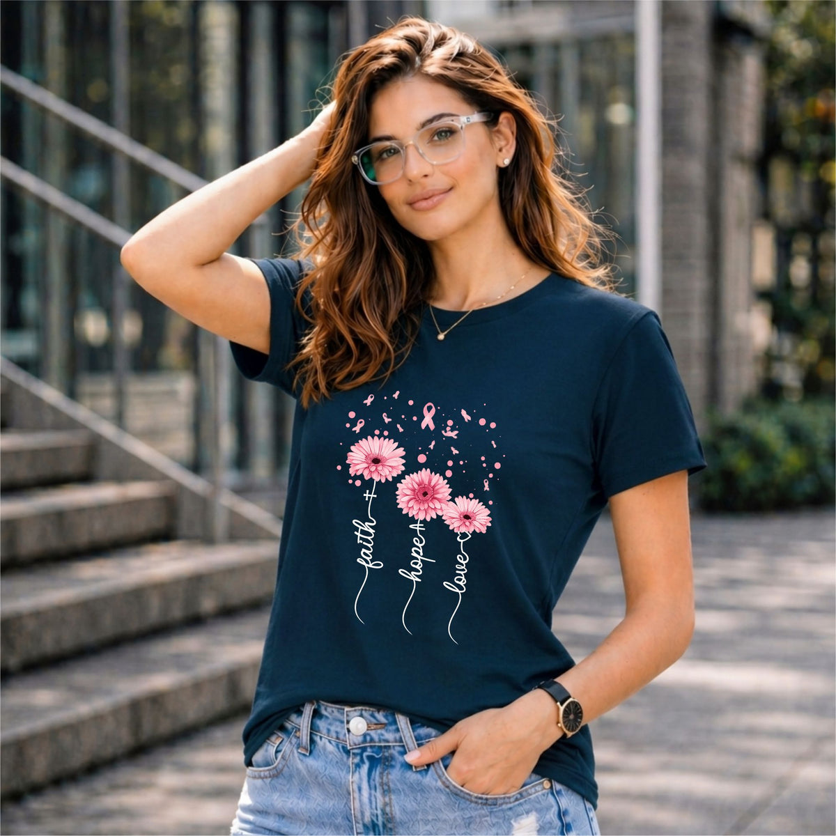 BHOKALS "Faith, Hope, Love" Printed Women Cotton T-Shirt | Round Neck | Super Soft | Regular Fit