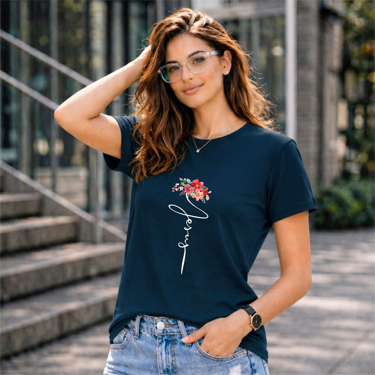 BHOKALS "Floral Grace" Printed Women Cotton T-Shirt | Round Neck | Super Soft | Regular Fit