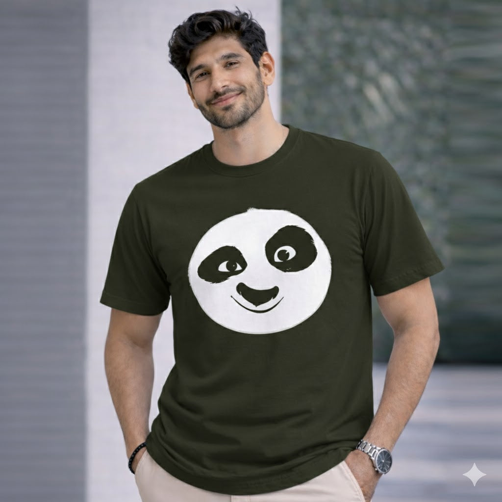 Bhokals " PANDA FACE " Printed, Round Neck, Cotton, Super Soft T-Shirt