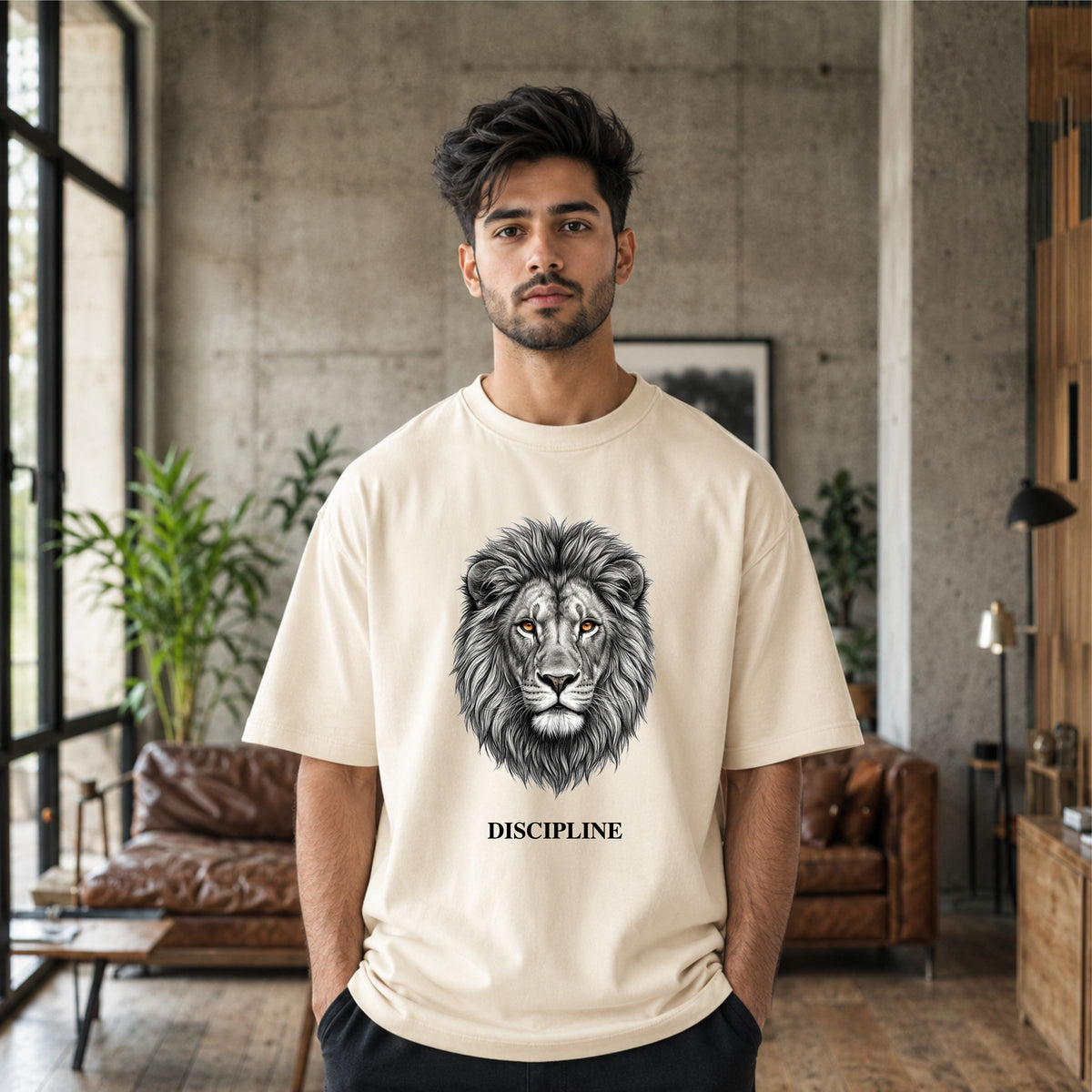 Bhokals Lion Graphic Oversized T-Shirt – Discipline Edition