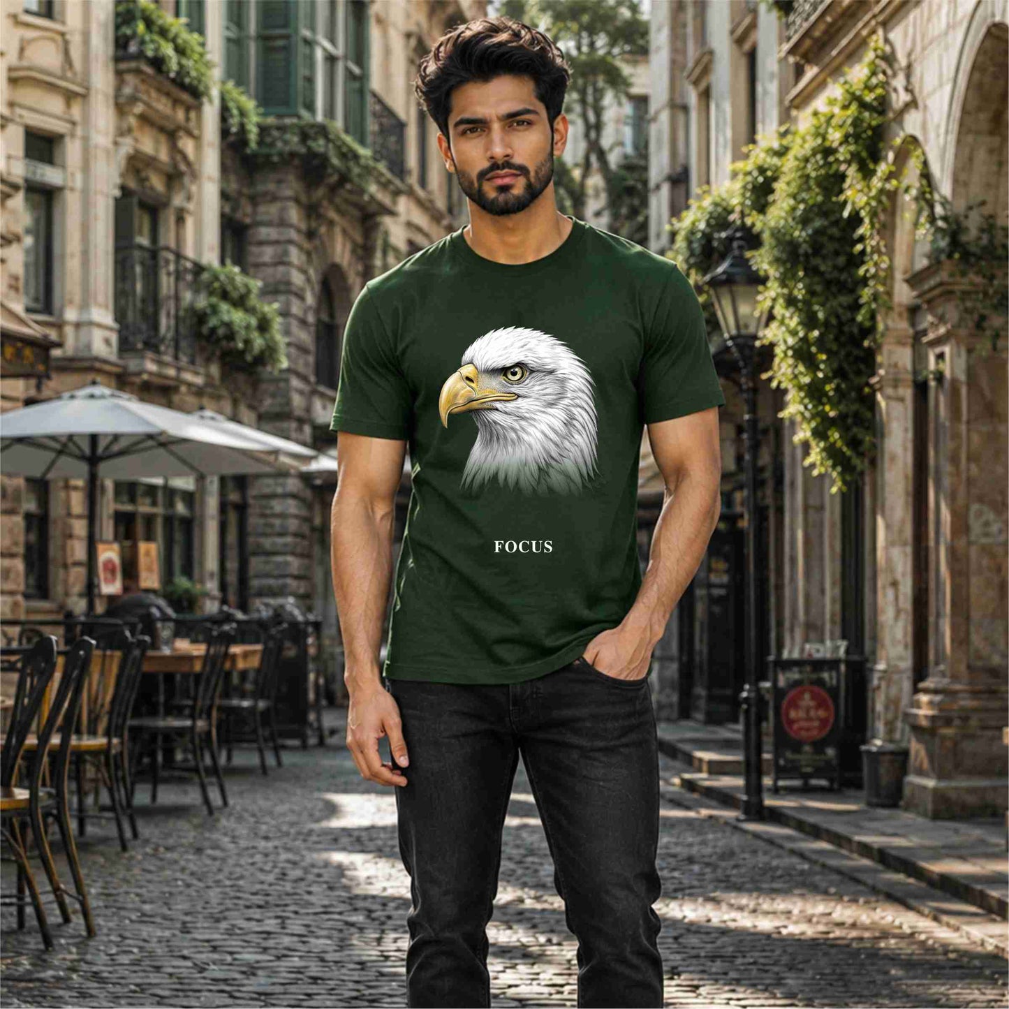 Bhokals Eagle Graphic Print  T-Shirt  – Focus