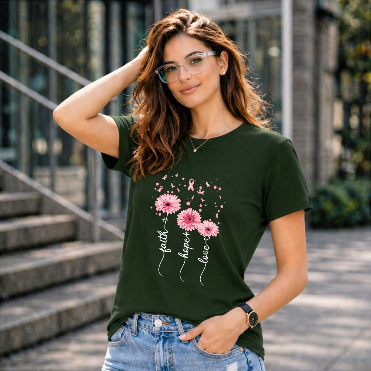 BHOKALS "Faith, Hope, Love" Printed Women Cotton T-Shirt | Round Neck | Super Soft | Regular Fit