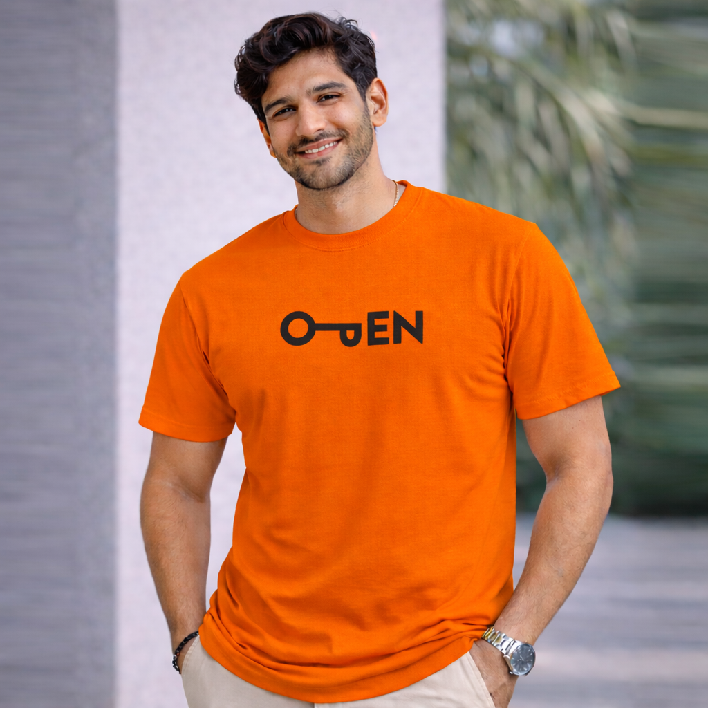 Bhokals "Open" Printed Round Neck, Cotton, Super Soft T-Shirt