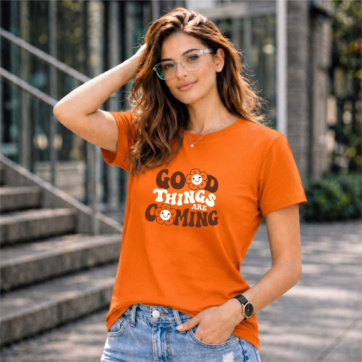 BHOKALS "GOOD THINGS ARE COMING" Printed Women Cotton T-Shirt | Round Neck | Super Soft | Regular Fit
