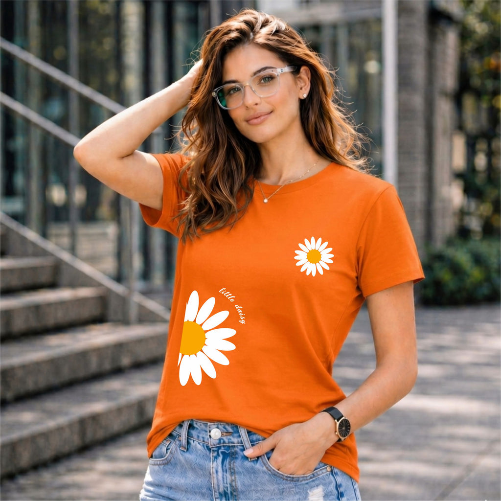 BHOKALS "Sunflower" Printed Women Cotton T-Shirt | Round Neck | Super Soft | Regular Fit