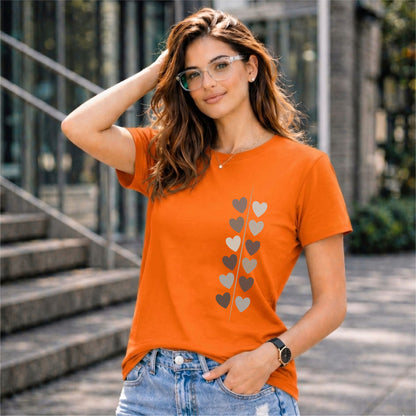 BHOKALS "Minimal Hearts" Printed Women Cotton T-Shirt | Round Neck | Super Soft | Regular Fit