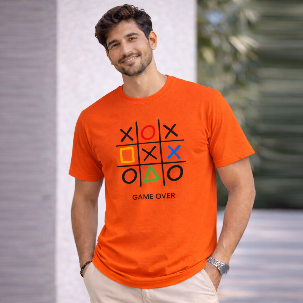 Bhokals "GAME OVER" Printed Round Neck, Cotton, Super Soft T-Shirt