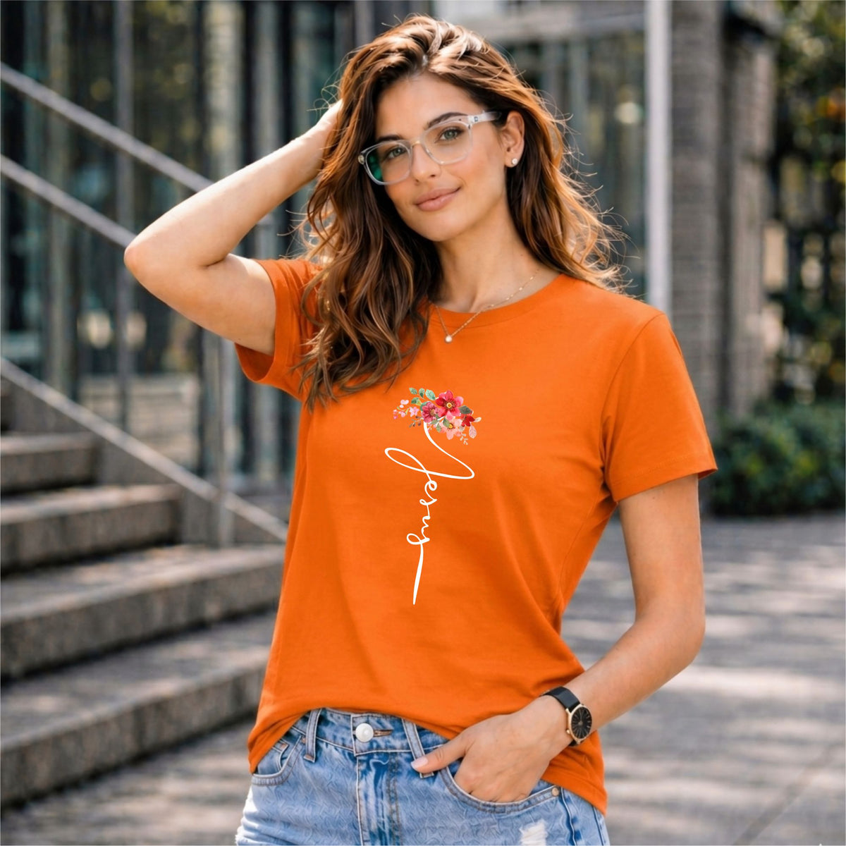 BHOKALS "Floral Grace" Printed Women Cotton T-Shirt | Round Neck | Super Soft | Regular Fit