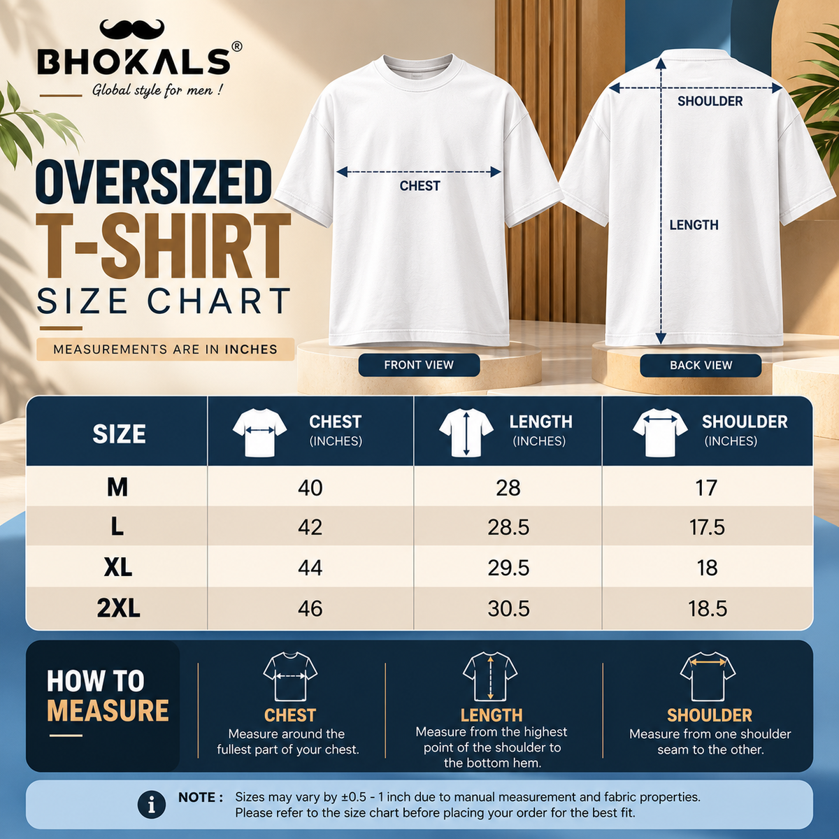 Bhokals Premium Oversized Front & Back Printed T-Shirt for Men - Biker