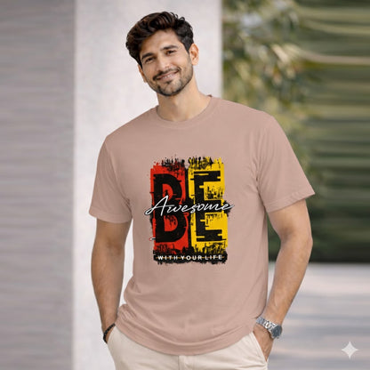Bhokals "Be Awesome " Printed Round Neck, Cotton, Super Soft T-Shirt