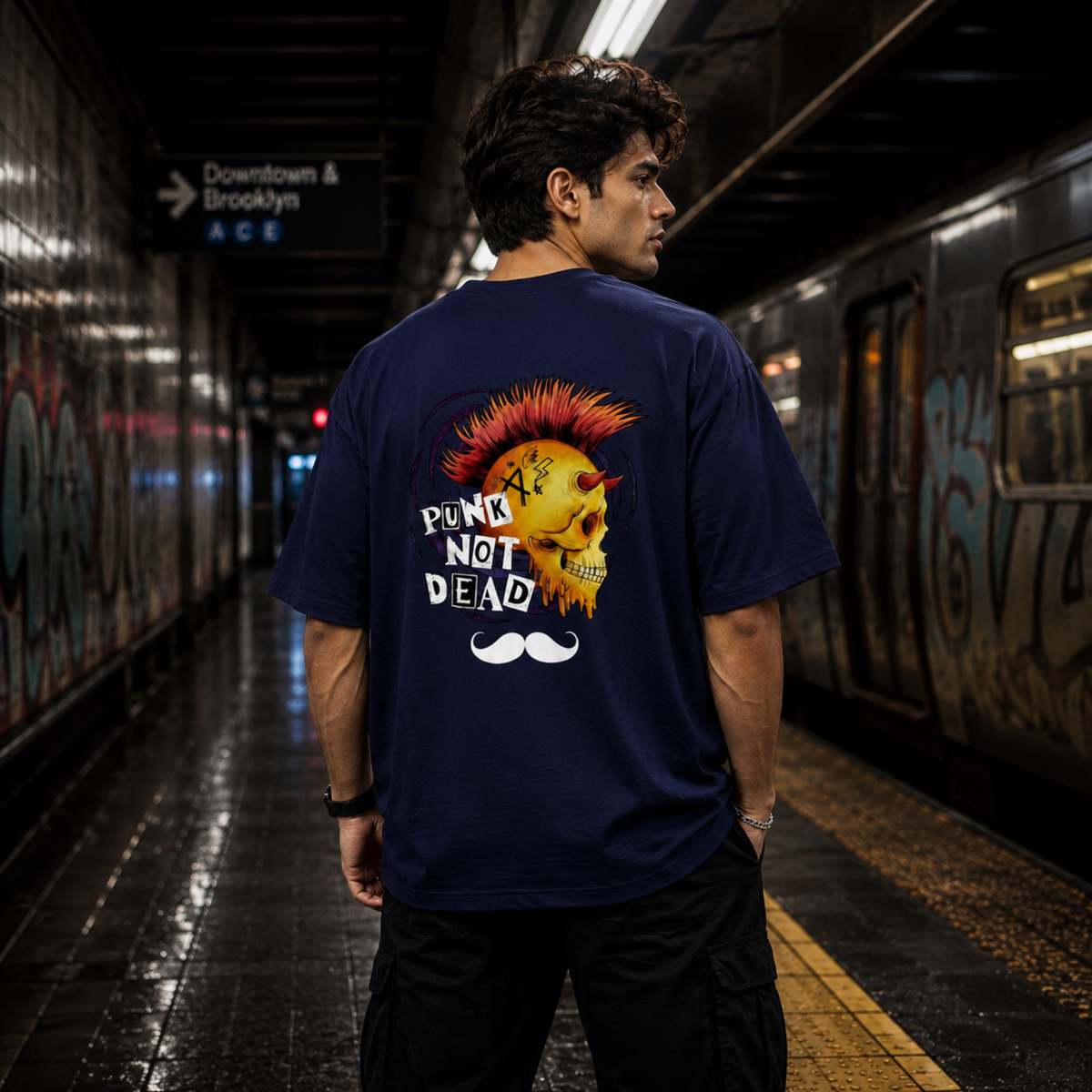Bhokals Premium Oversized Front & Back Printed T-Shirt for Men - Punk