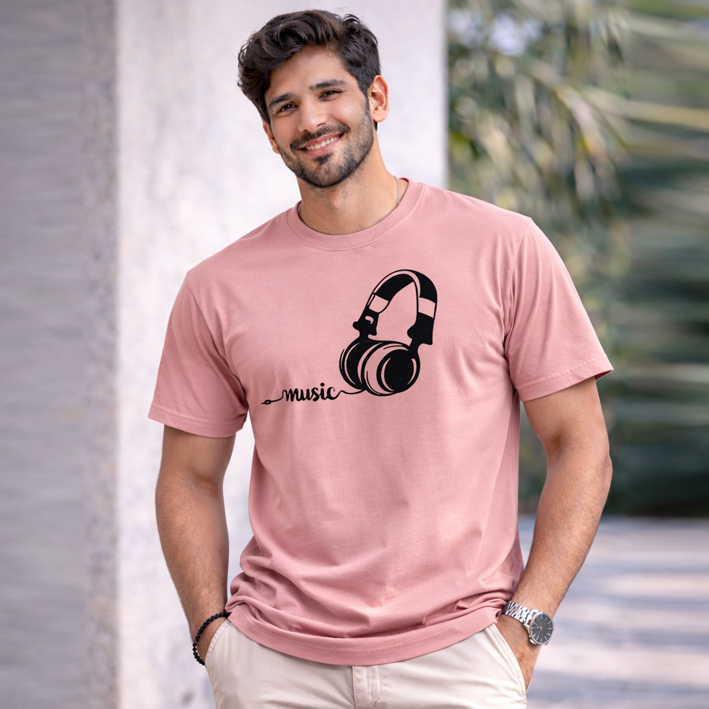 Bhokals "Music" Printed Round Neck, Cotton, Super Soft T-Shirt