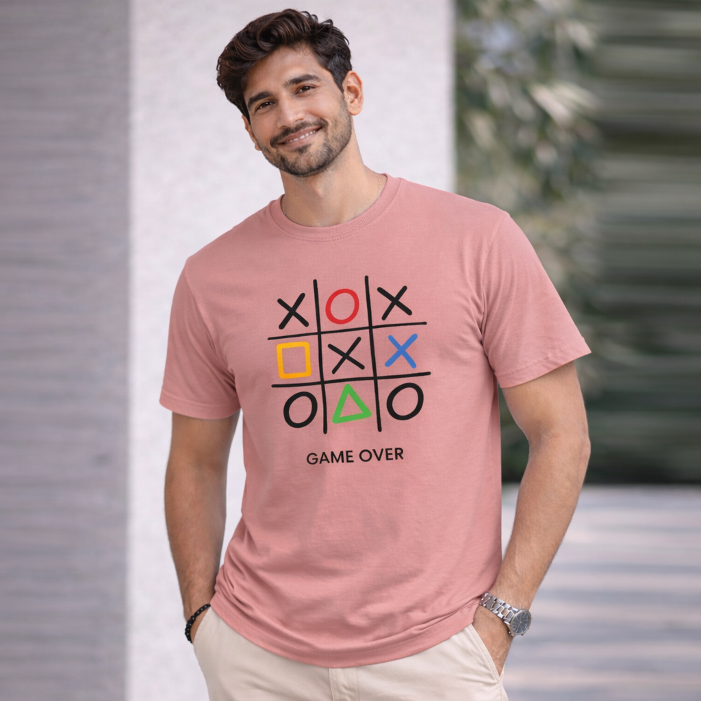 Bhokals "GAME OVER" Printed Round Neck, Cotton, Super Soft T-Shirt