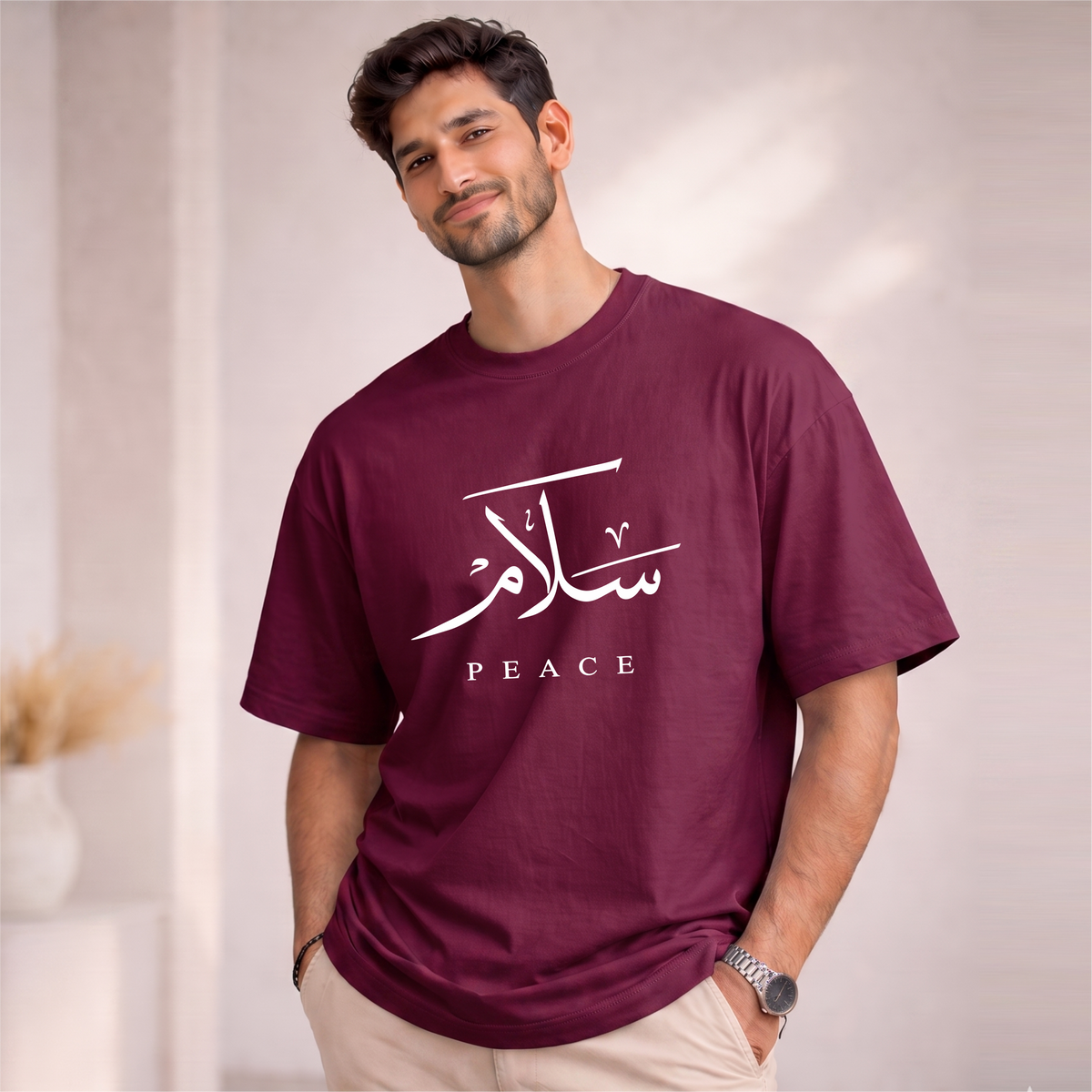 Men's Oversized PEACE  Printed T-Shirt