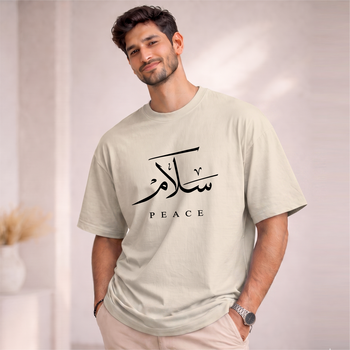 Men's Oversized PEACE  Printed T-Shirt