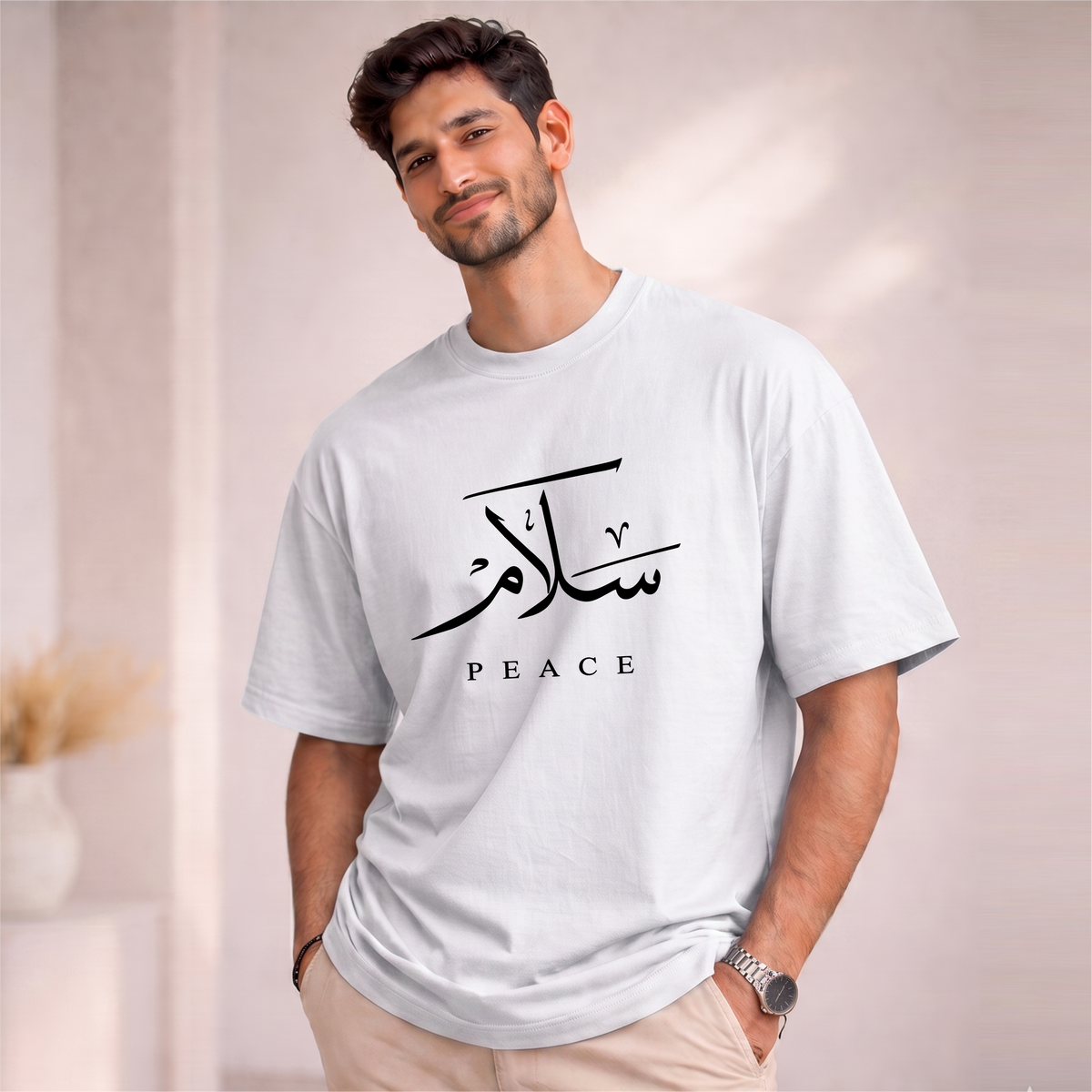 Men's Oversized PEACE  Printed T-Shirt