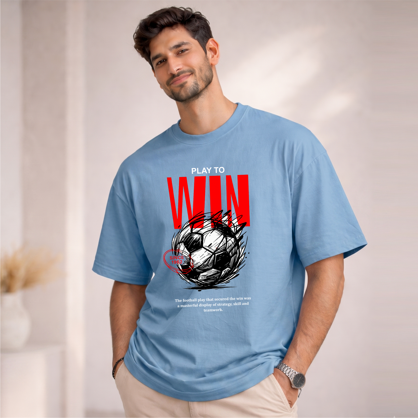 Men's Oversized Play To Win Printed T-Shirt