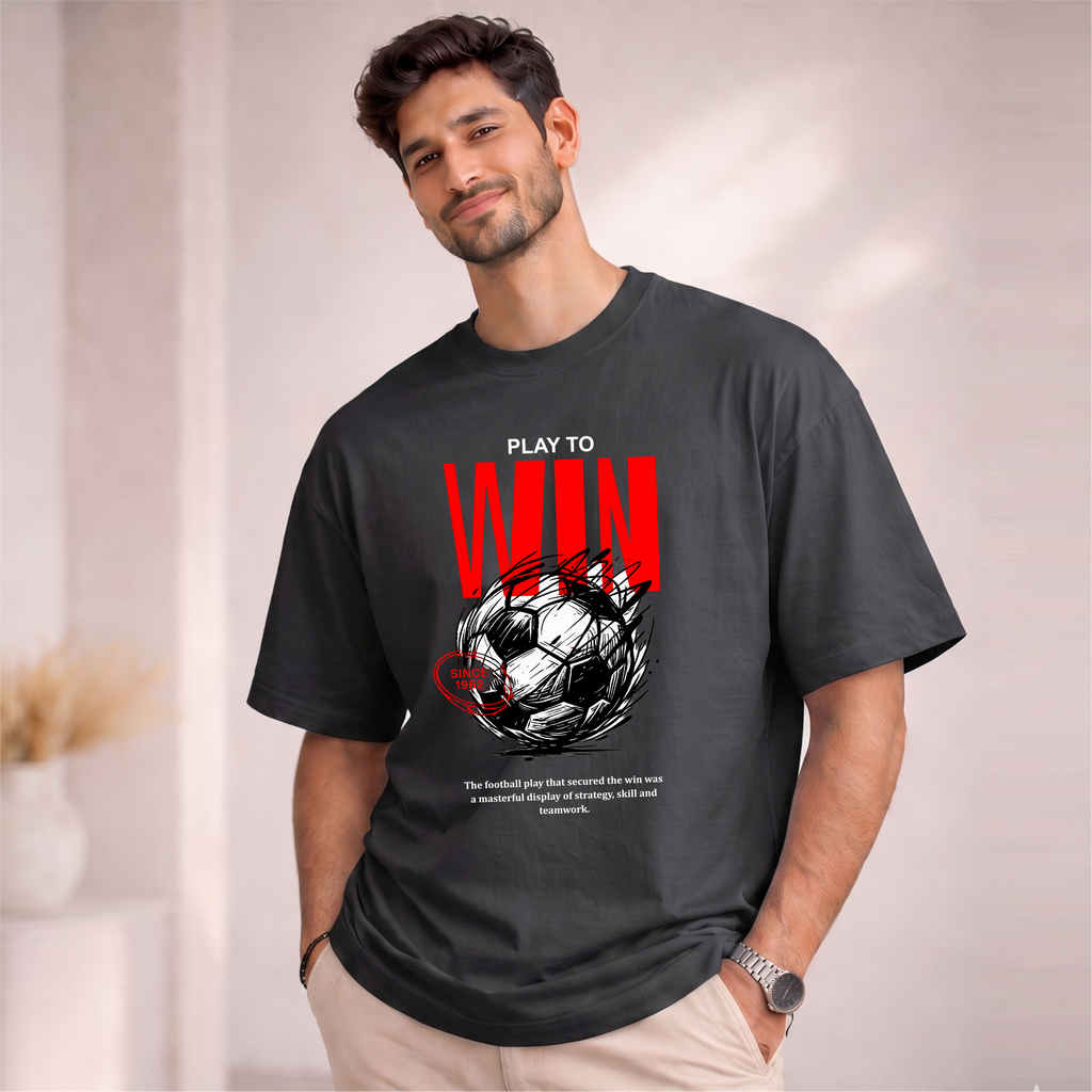 Men's Oversized Play To Win Printed T-Shirt