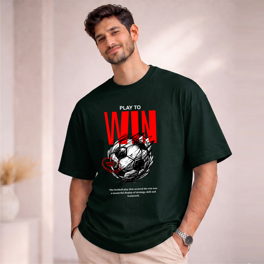 Men's Oversized Play To Win Printed T-Shirt
