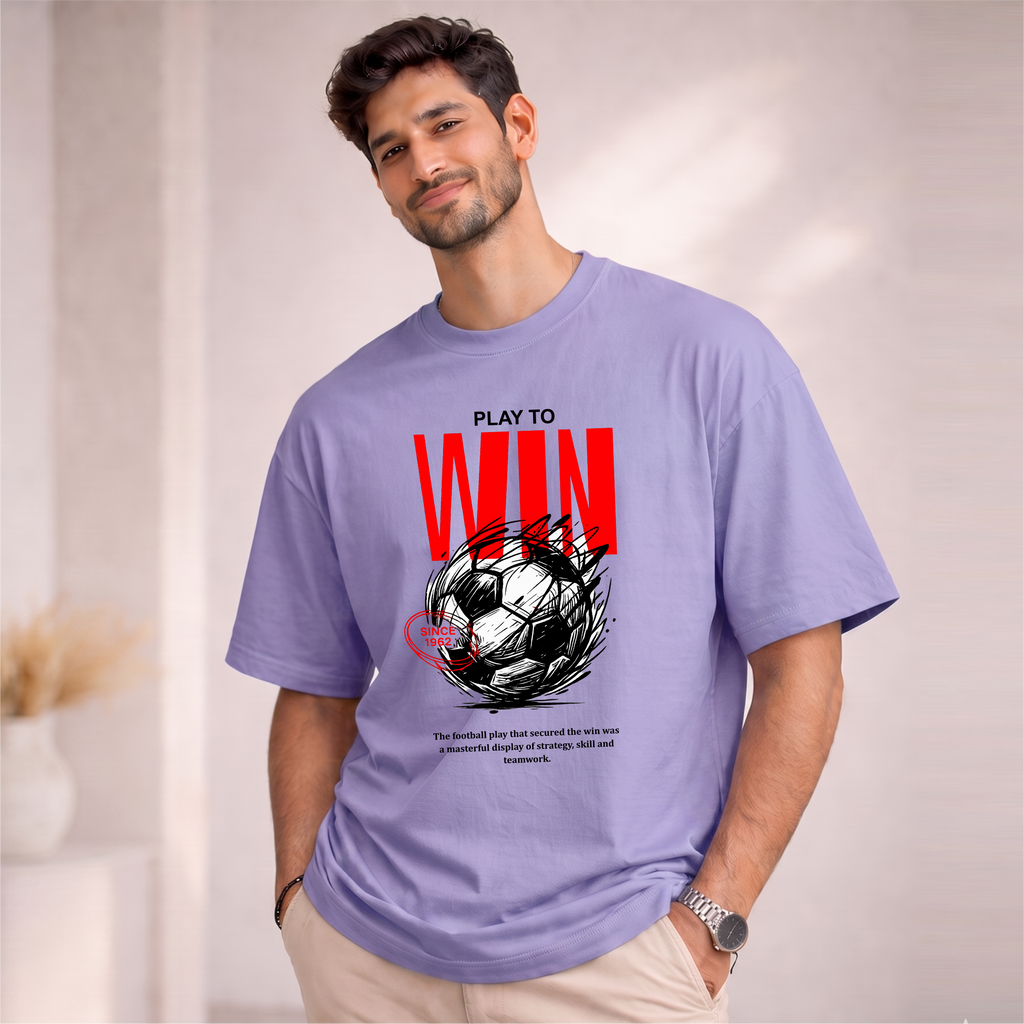 Men's Oversized Play To Win Printed T-Shirt