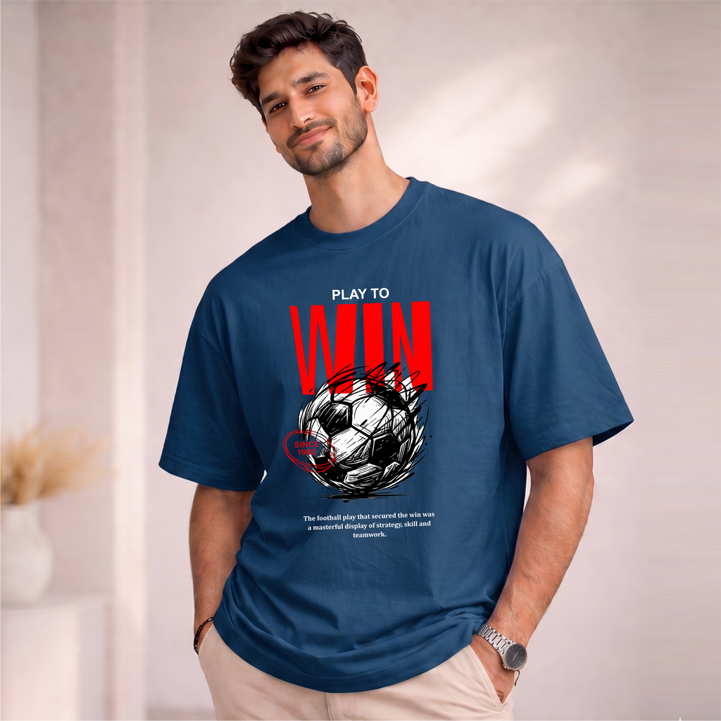 Men's Oversized Play To Win Printed T-Shirt
