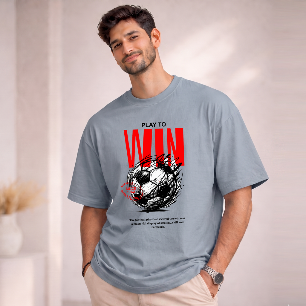 Men's Oversized Play To Win Printed T-Shirt