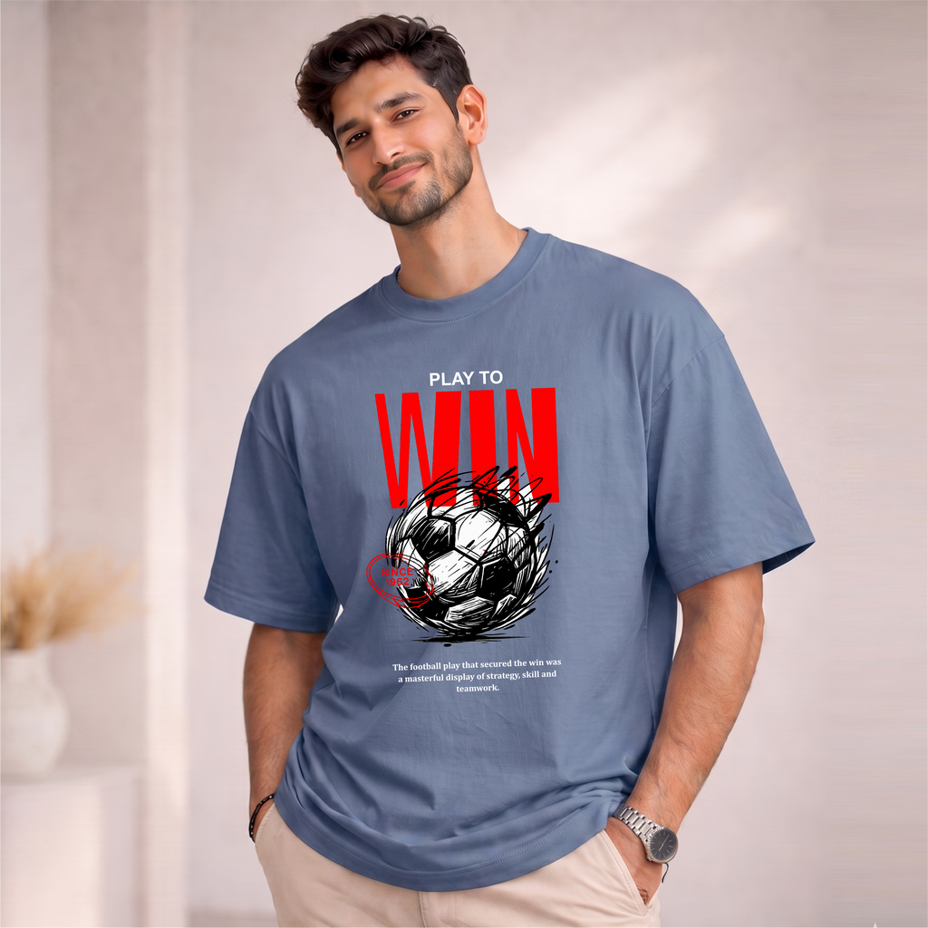 Men's Oversized Play To Win Printed T-Shirt