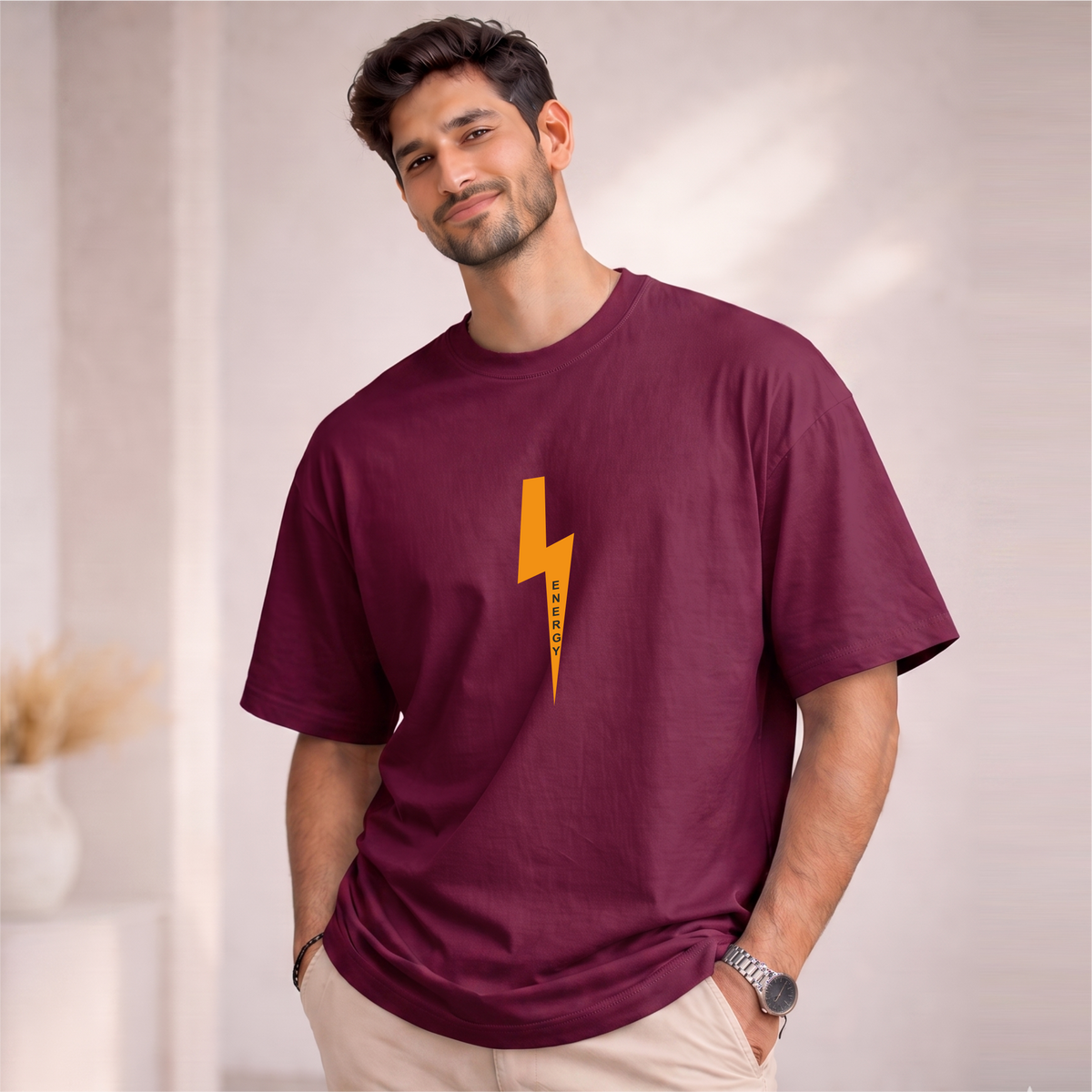 Men's Oversized Energy in the Dark Printed T-Shirt