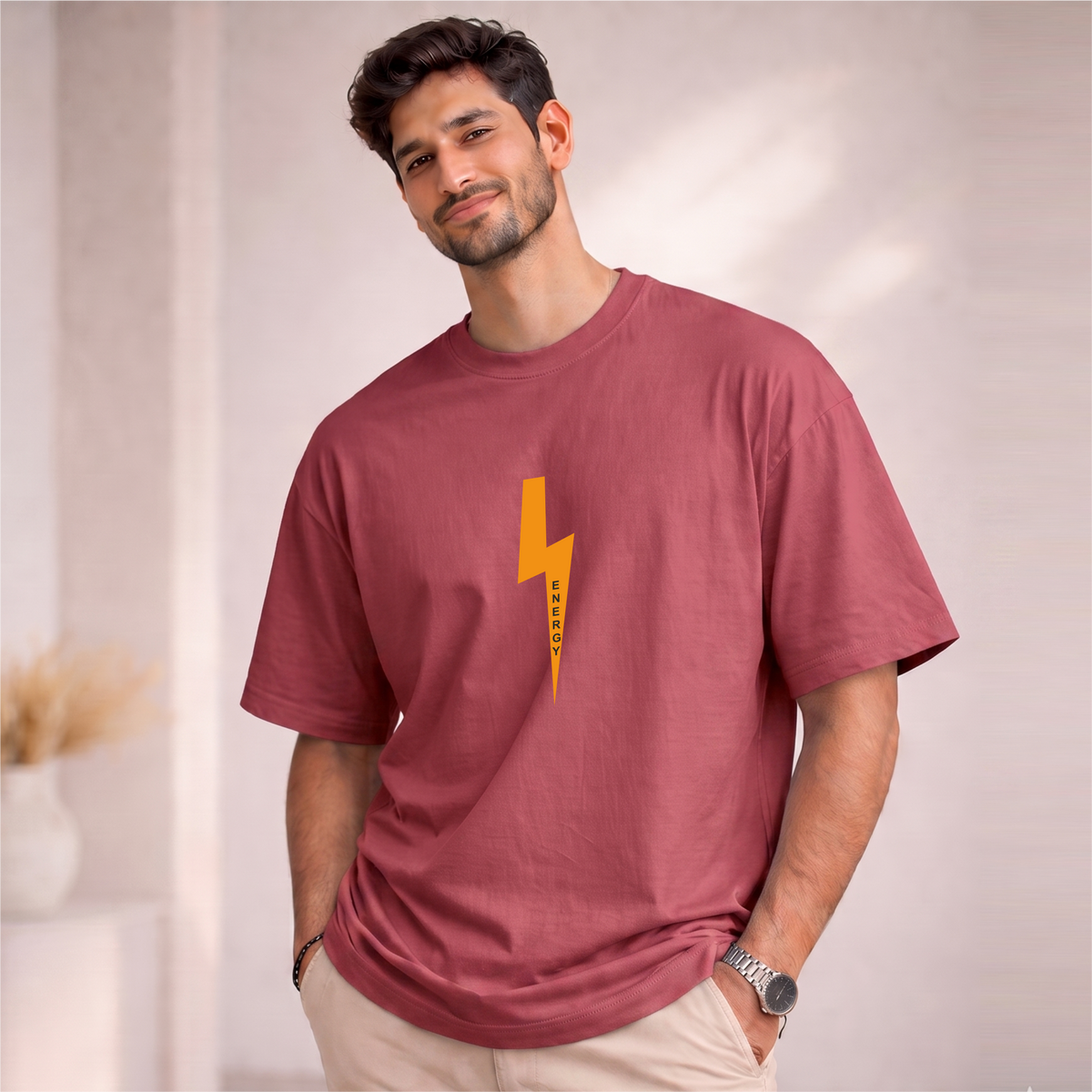 Men's Oversized Energy in the Dark Printed T-Shirt