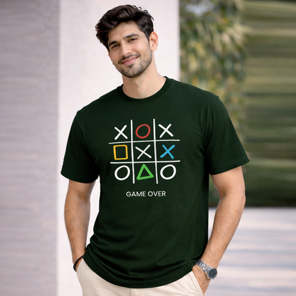 Bhokals " GAME OVER" Printed, Round Neck, Cotton, Super Soft T-Shirt
