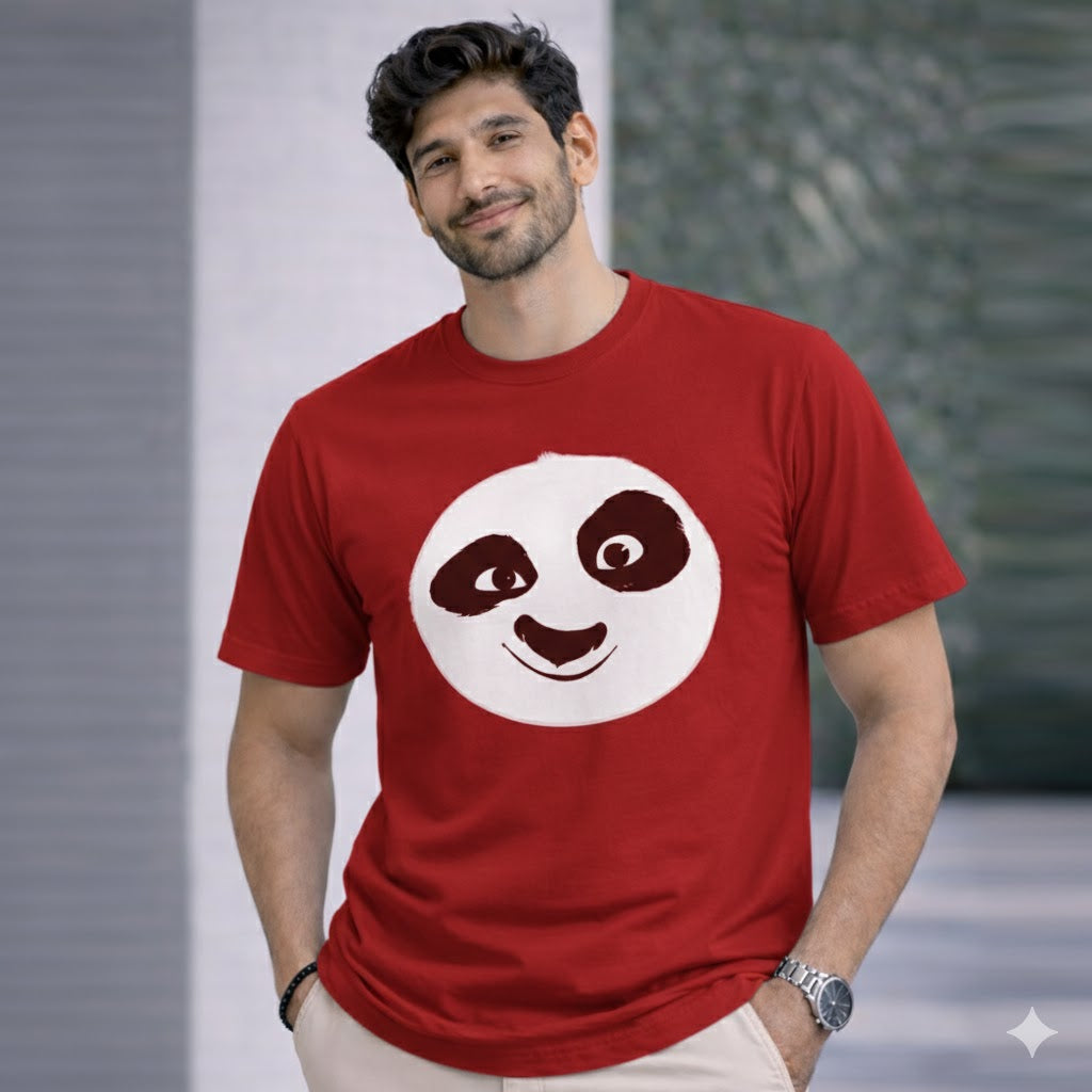 Bhokals " PANDA FACE " Printed, Round Neck, Cotton, Super Soft T-Shirt