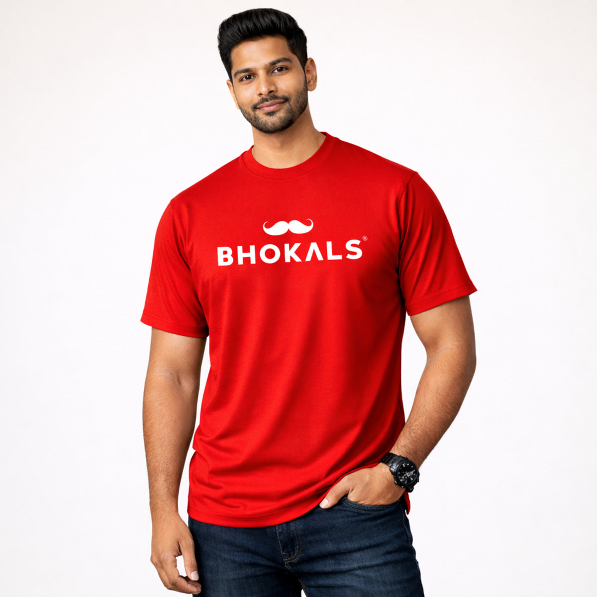 Bhokals Printed Round Neck Cotton Men T-Shirt