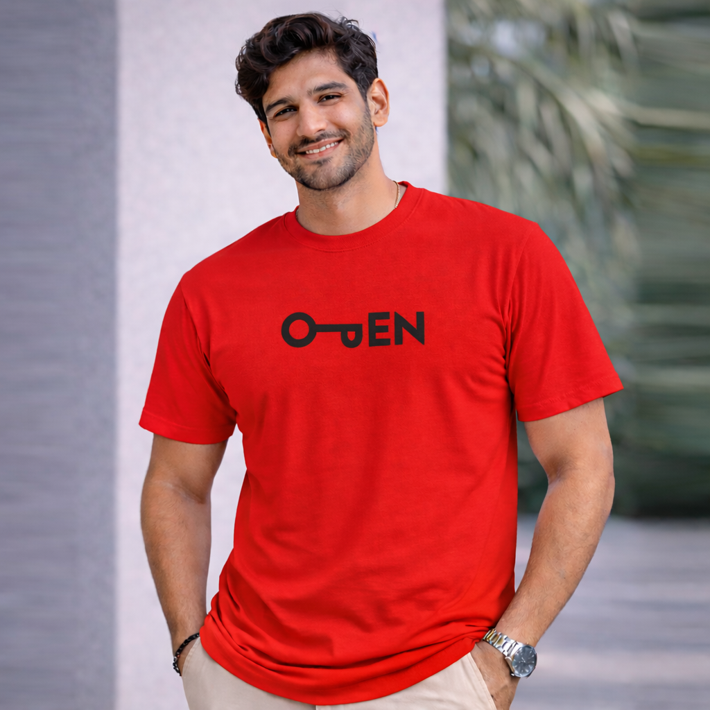 Bhokals "Open" Printed Round Neck, Cotton, Super Soft T-Shirt