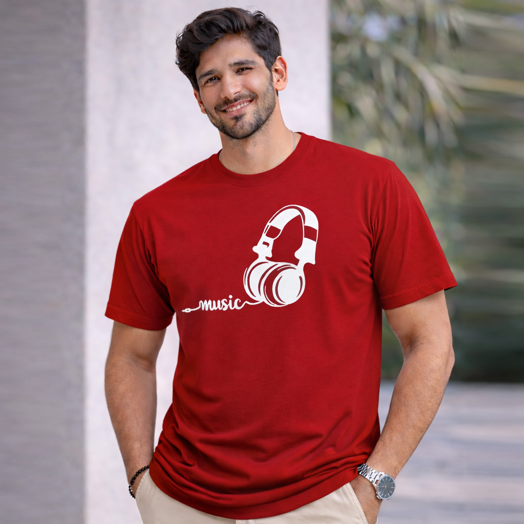 Bhokals "Music" Printed Round Neck, Cotton, Super Soft T-Shirt