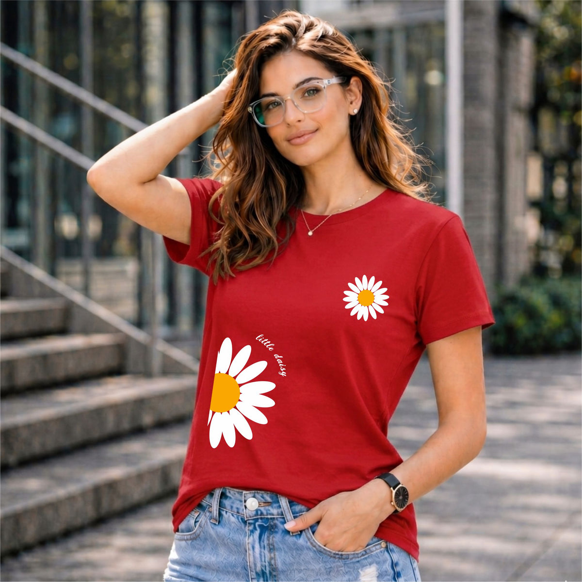 BHOKALS "Sunflower" Printed Women Cotton T-Shirt | Round Neck | Super Soft | Regular Fit