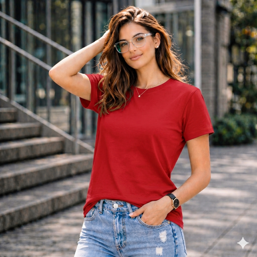 BHOKALS "Plain" Women Cotton T-Shirt | Round Neck | Super Soft | Regular Fit