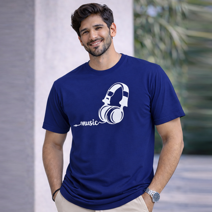 Bhokals "Music" Printed Round Neck, Cotton, Super Soft T-Shirt