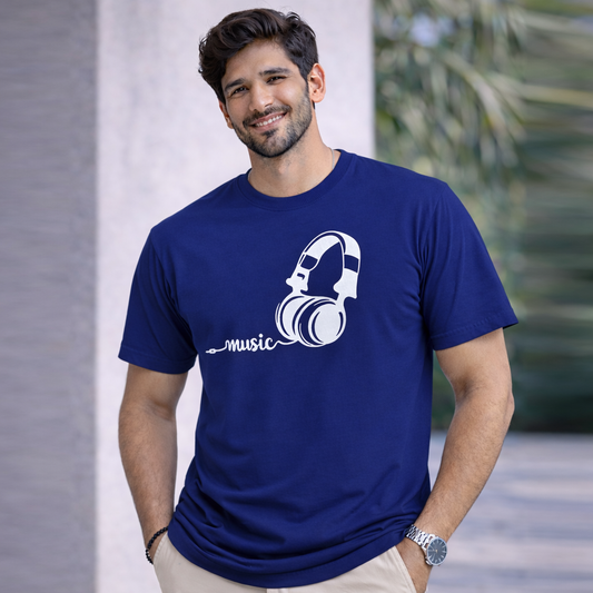 Bhokals "Music" Printed Round Neck, Cotton, Super Soft T-Shirt