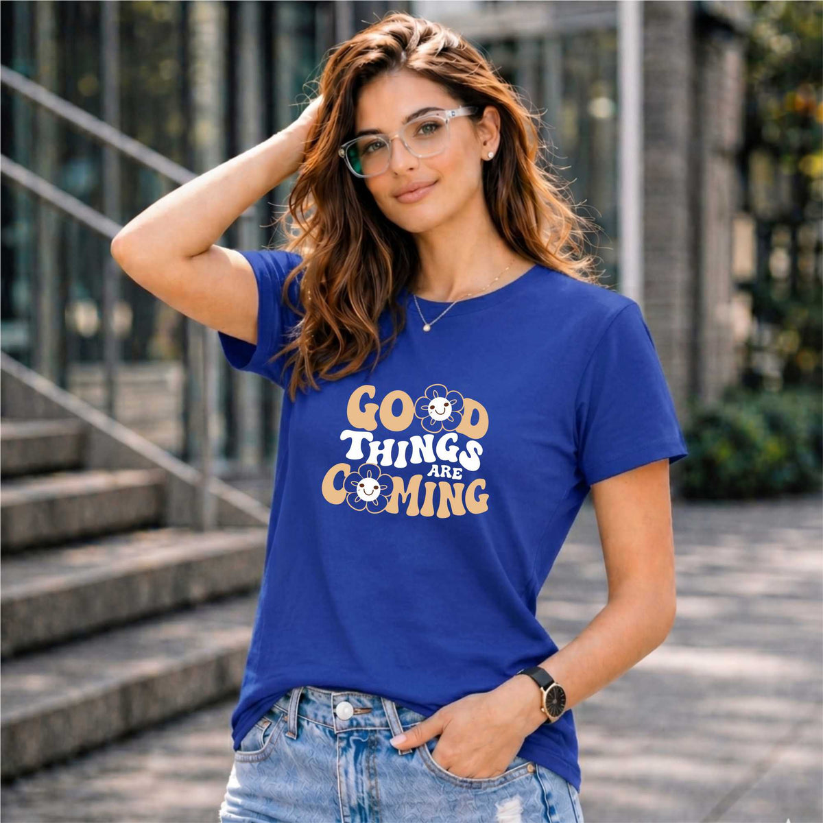 BHOKALS "GOOD THINGS ARE COMING" Printed Women Cotton T-Shirt | Round Neck | Super Soft | Regular Fit