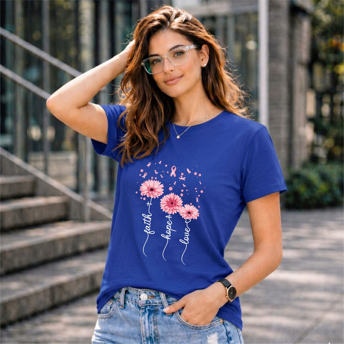 BHOKALS "Faith, Hope, Love" Printed Women Cotton T-Shirt | Round Neck | Super Soft | Regular Fit