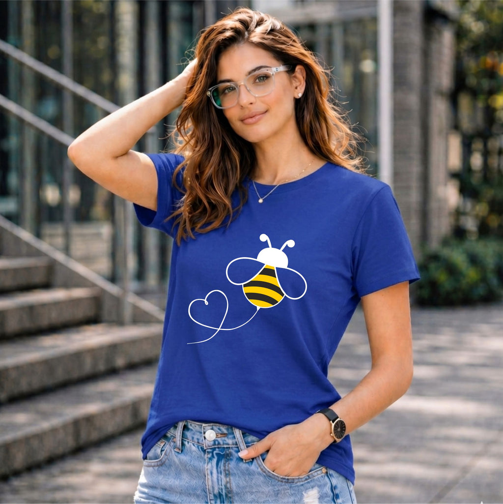 BHOKALS "Honey Bee" Printed Women Cotton T-Shirt | Round Neck | Super Soft | Regular Fit